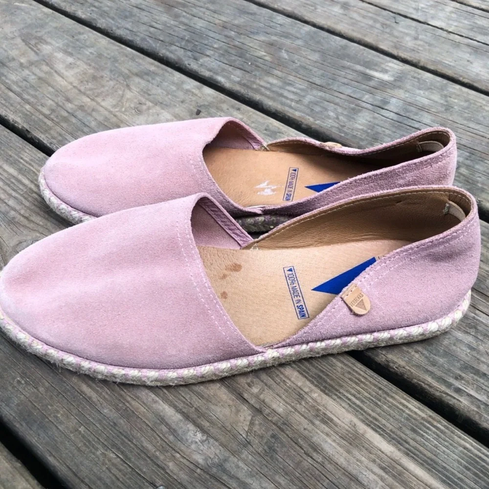 Verbenas Pink Leather Espadrille Flats. Size 38.